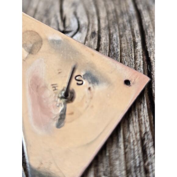 Vintage Modernist Sterling Silver Pyramid Geometrical Triangle Stud Earrings - Picture 7 of 8